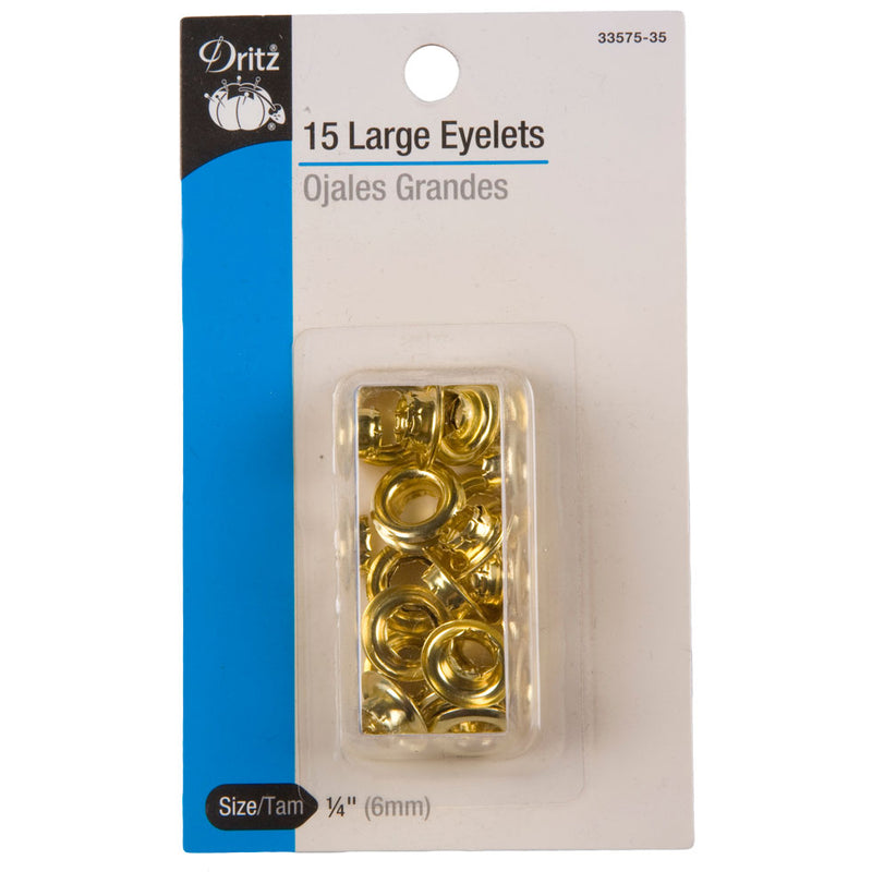 Dritz Large Gold Eyelets Size 1/4" - 15ct