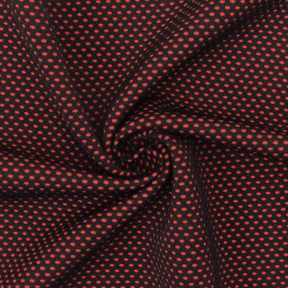 1 Yard Sunset Orange-Black Mesh Stretch Double Knit Fabric 58 Inches