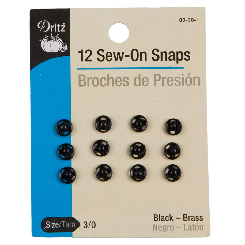 Dritz Black Sew On Snaps Size 3 - 12ct