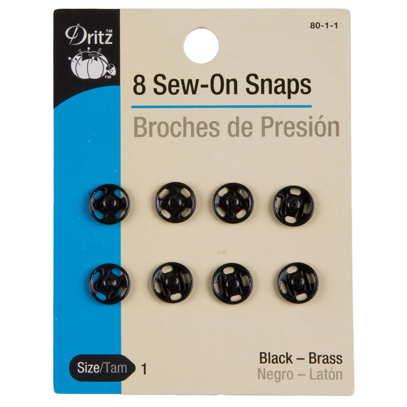 Dritz Black Sew On Snaps Size 1 - 8ct