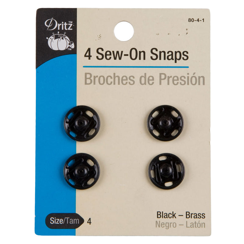 Dritz Black Sew On Snaps Size 4 - 4ct