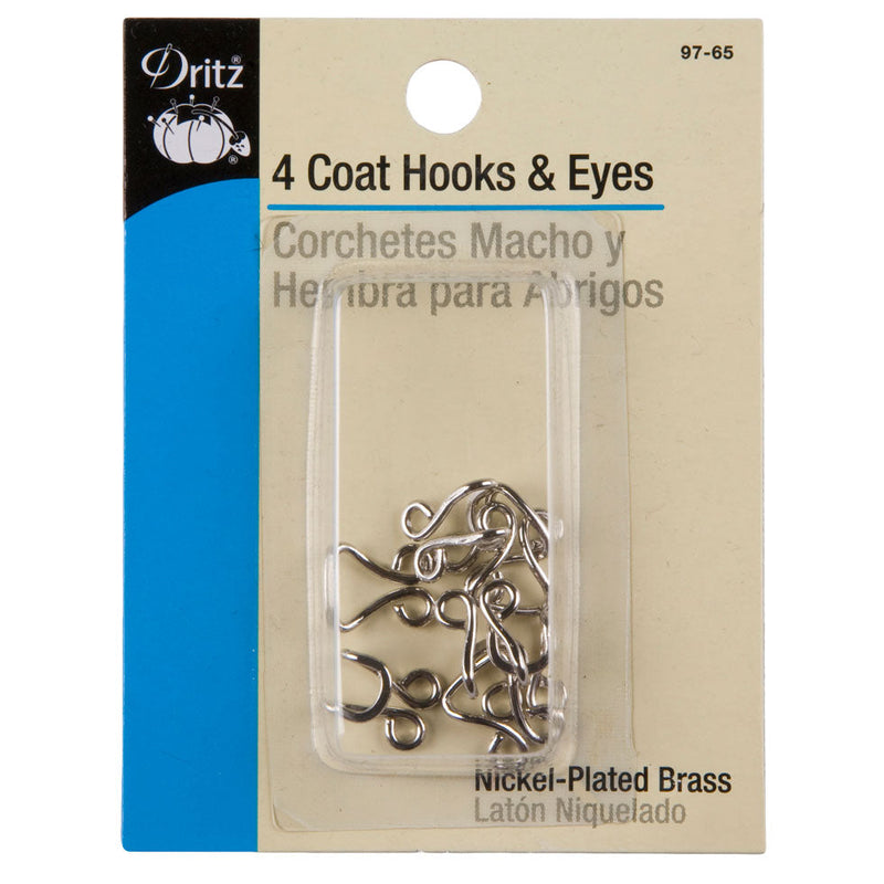 Dritz Nickel-Plated Coat Hooks & Eyes - 4ct