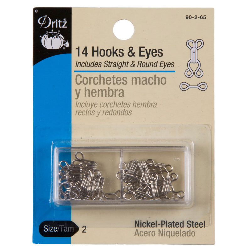 Dritz Nickel Hooks & Eyes Size 2 - 14ct