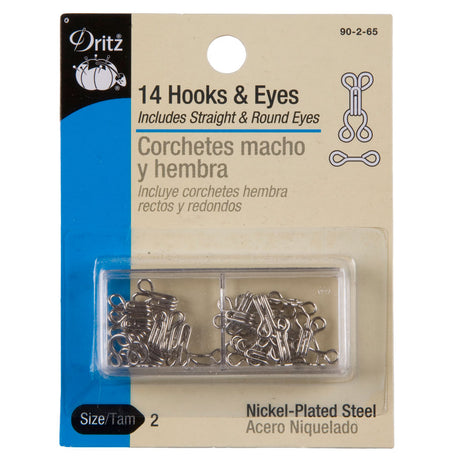 Dritz Nickel Hooks & Eyes Size 2 - 14ct