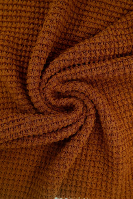 1 Yard Oversize Waffle Solid Knit Fabric 220 GSM, 54/56? Wide Polyester Rayon Spandex Blend