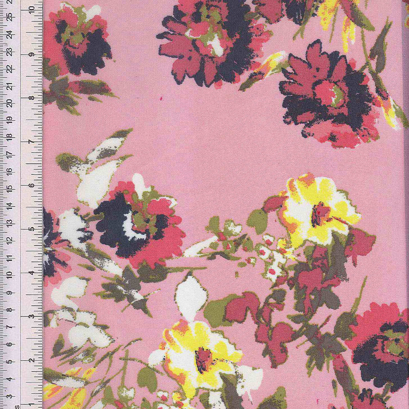 1 Yard High Multi Chiffon Floral Print Woven Fabric Lightweight Sheer 57/58" Width