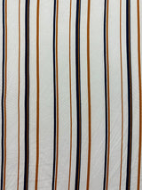 1 Yard Ivory Navy Rust Stripe Double Brushed Jersey Knit Fabric Lightweight Stretch Soft Material 58 Inches