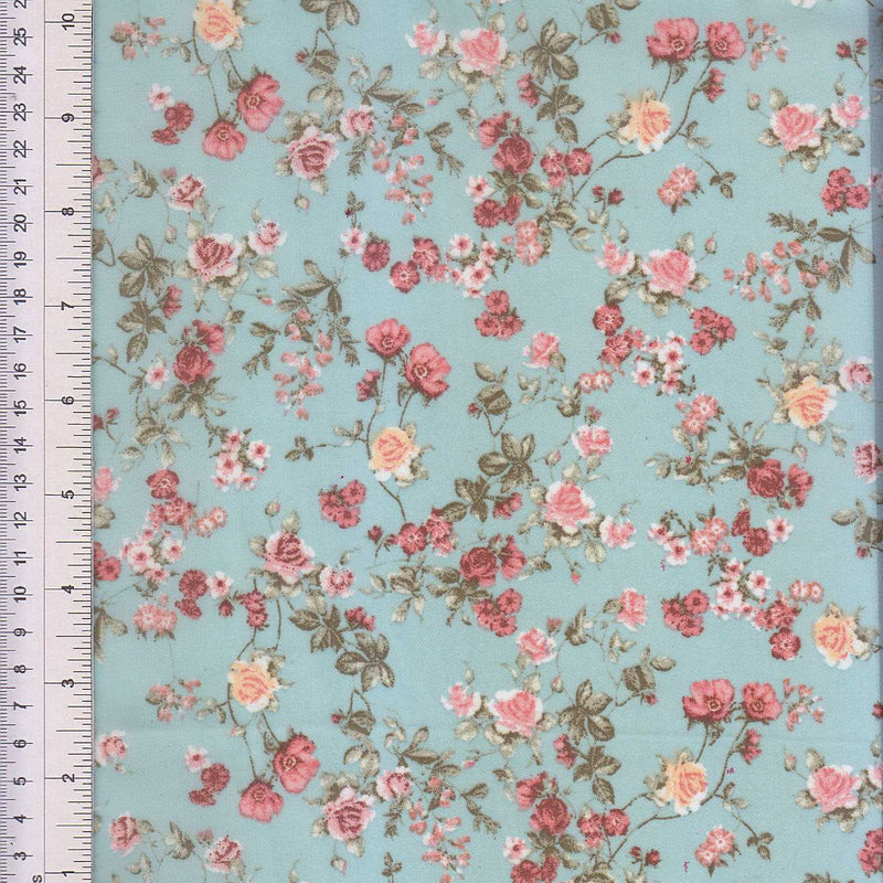 1 Yard Mint Floral Ditsy Chiffon Fabric Sheer Lightweight Hi Multi Polyester 56" Width