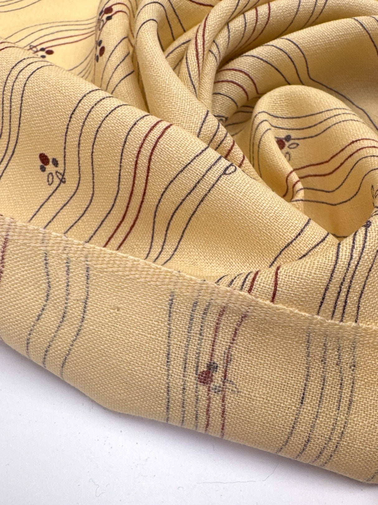 Printed Beige Wool Fabric