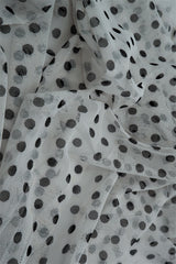 Polka Dot Mesh Stretch Fabric White/Black