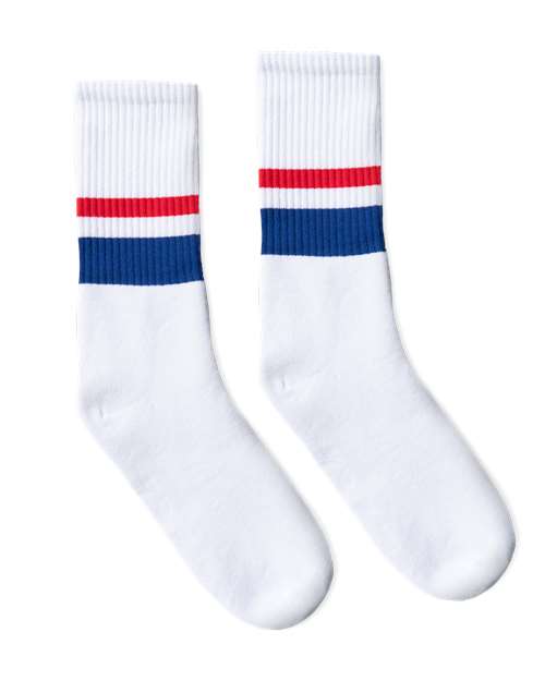 USA-Made Striped Crew Socks