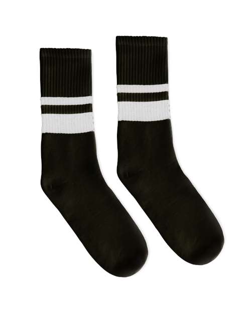 USA-Made Striped Crew Socks