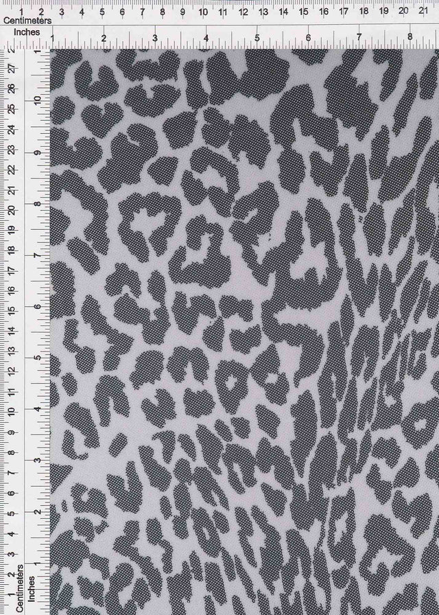Flocked Mesh Animal Print Stretch Fabric Ivory