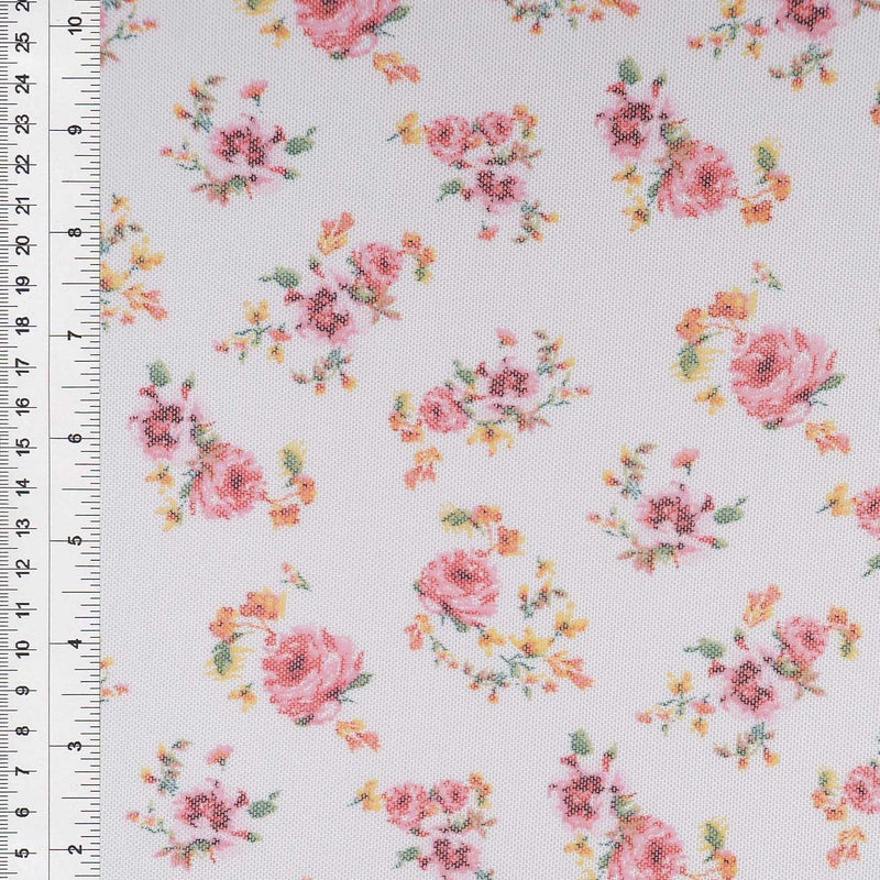 1 Yard Ditsy Floral Mesh Fabric, 54'' Wide Polyester Spandex Blend