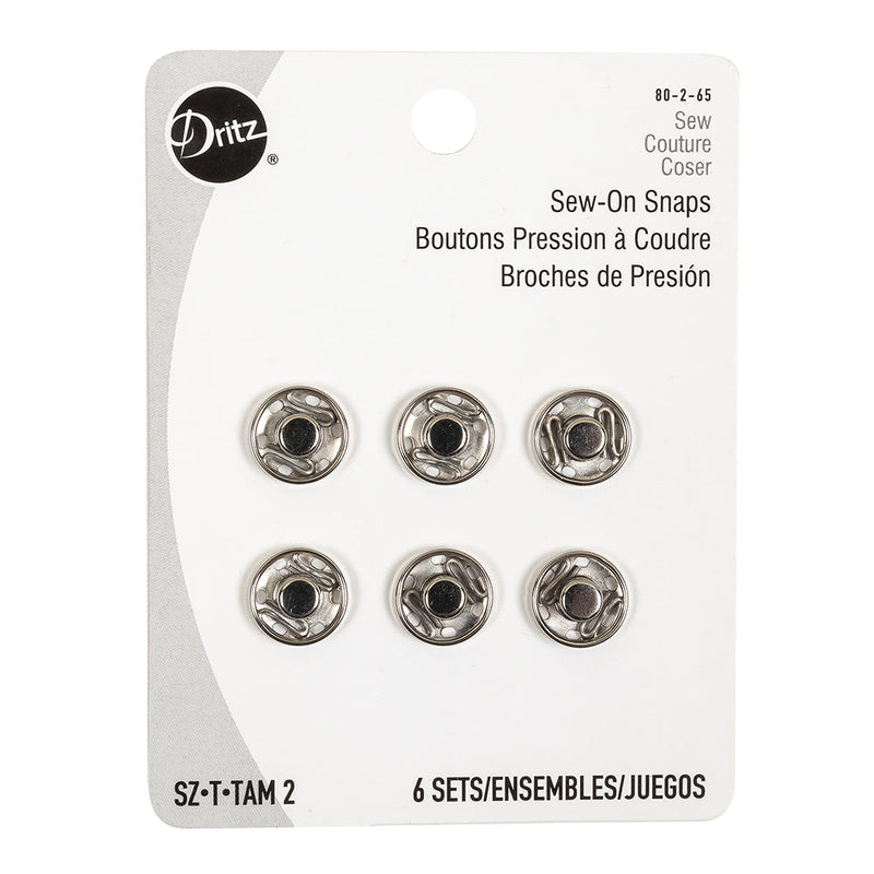 Dritz Nickel Sew On Snaps Size 2 - 6ct
