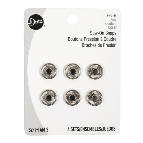 Dritz Nickel Sew On Snaps Size 2 - 6ct