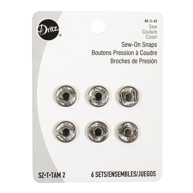 Dritz Nickel Sew On Snaps Size 2 - 6ct