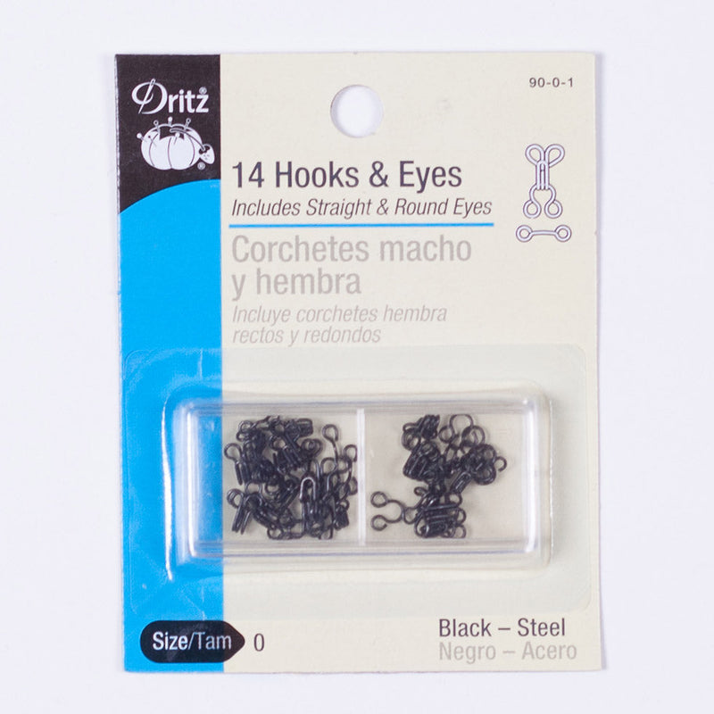 Dritz 14 Black Hooks & Eyes - Size 0