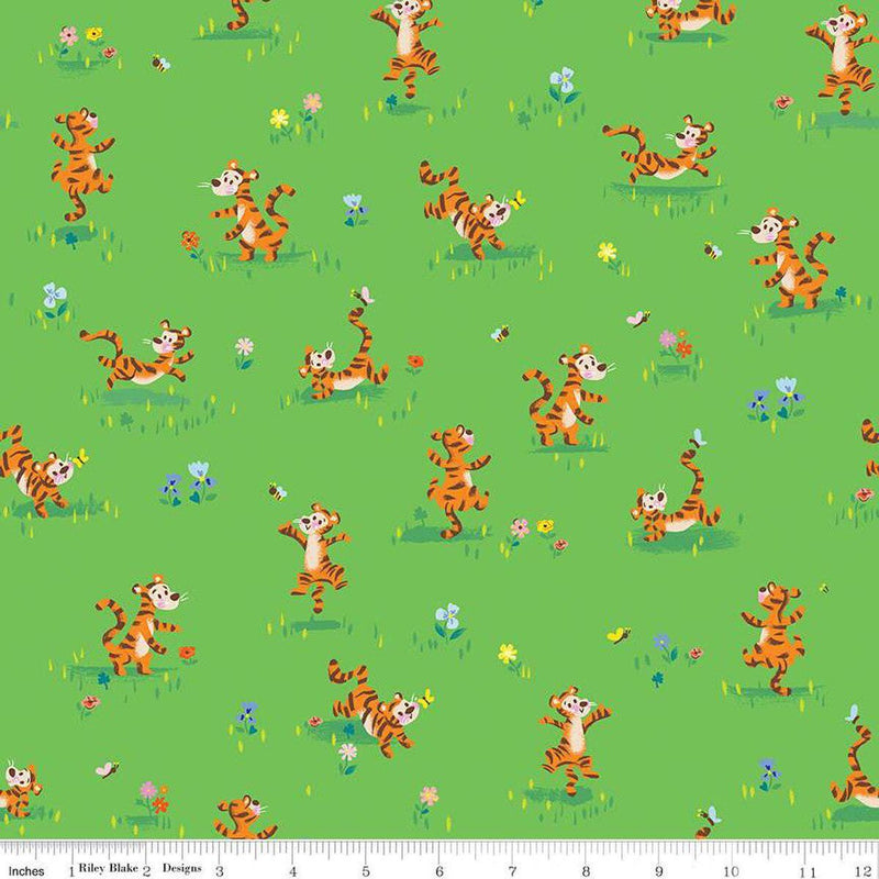 Quilting Cotton 100 Aker Woods Tigger Bounce Green Riley Blake Designs