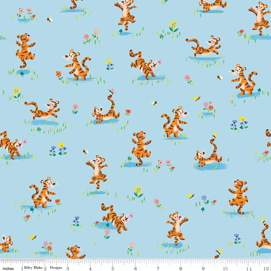 Quilting Cotton 100 Aker Woods Tigger Bounce Sky Riley Blake