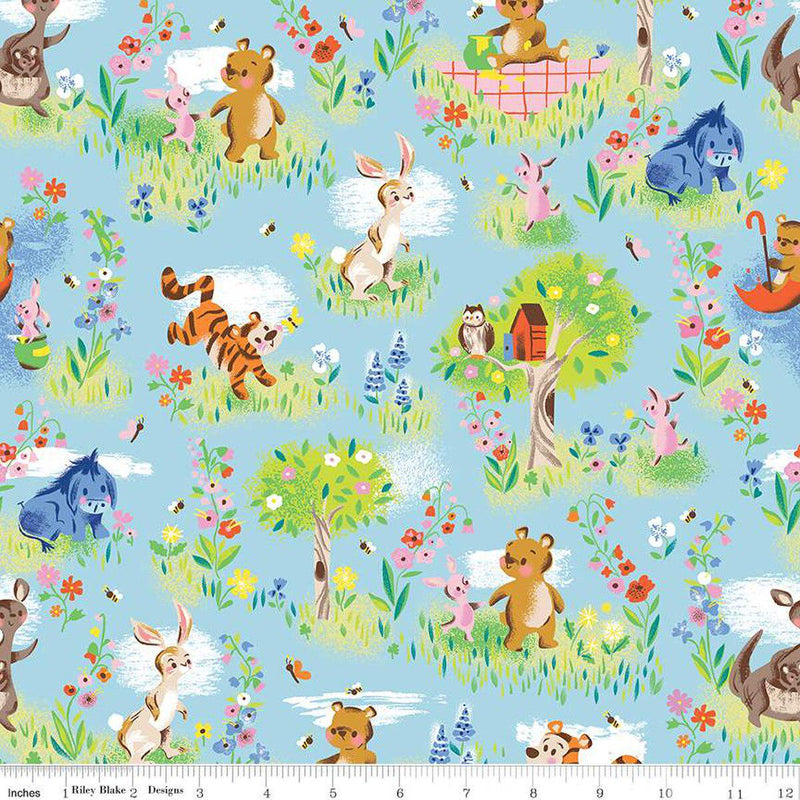 Quilting Cotton 100 Aker Woods Winnie the Pooh Main Sky Riley Blake Designs