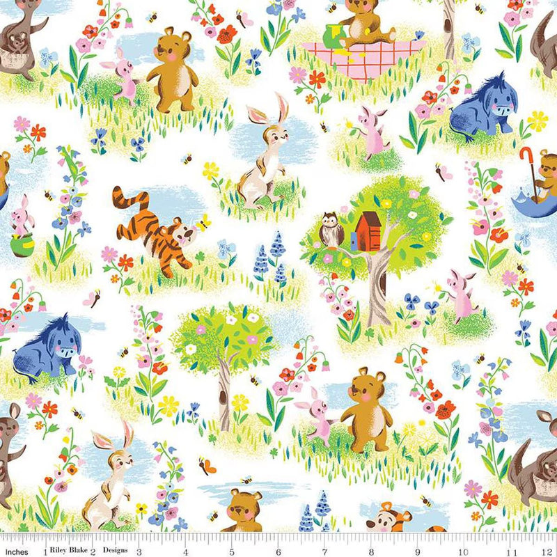 Quilting Cotton 100 Aker Woods Winnie the Pooh Main White Riley Blake Designs