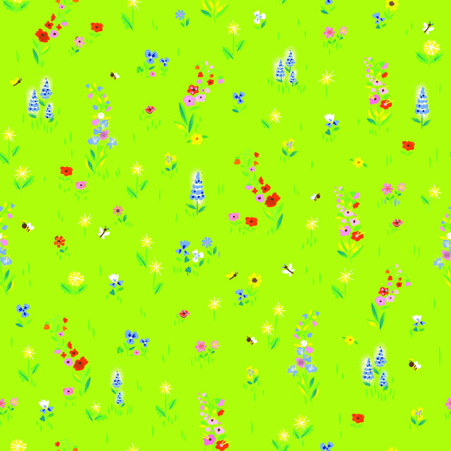 Quilting Cotton 100 Aker Woods Picnic Meadow Lime Riley Blake Designs