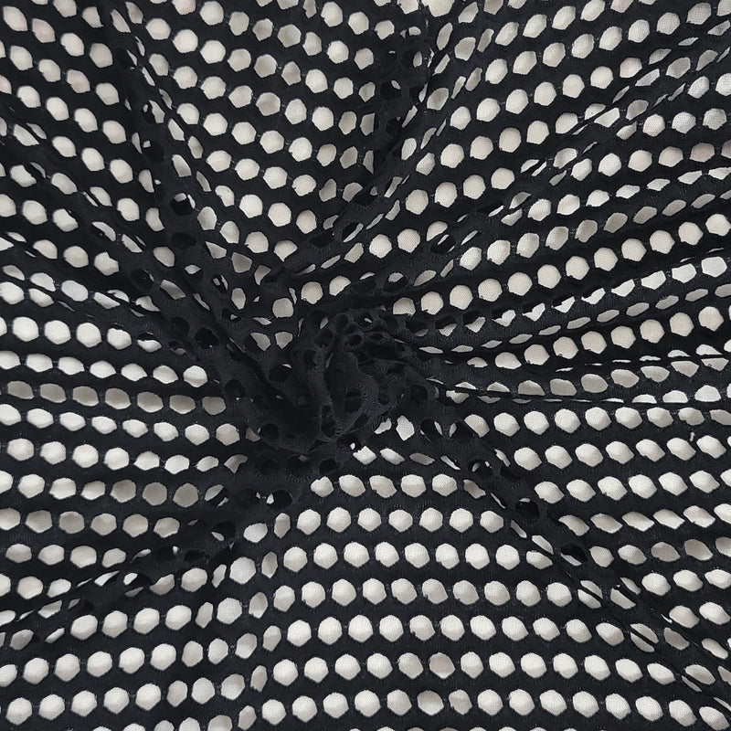 Cotton Spandex Fishnet Knit Black