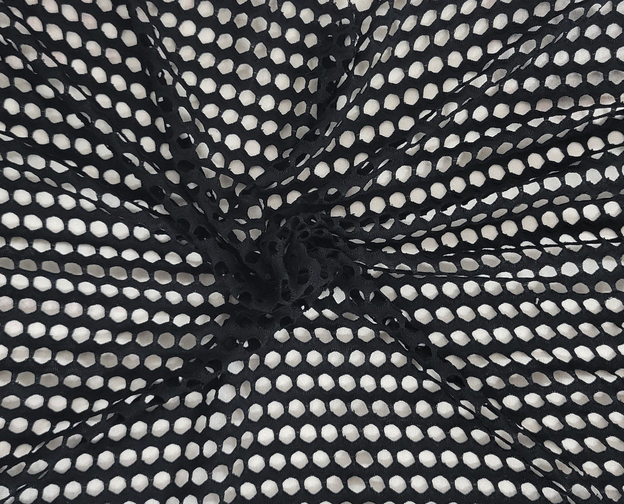 Cotton Spandex Fishnet Knit Black