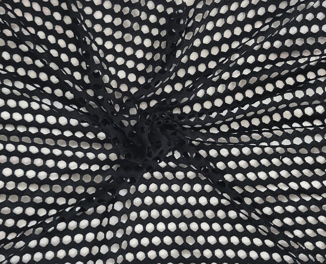 Cotton Spandex Fishnet Knit Black