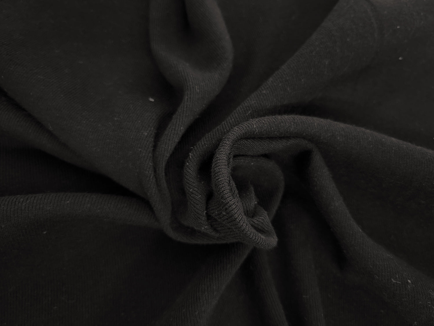 Black Cotton Rib Knit Fabric