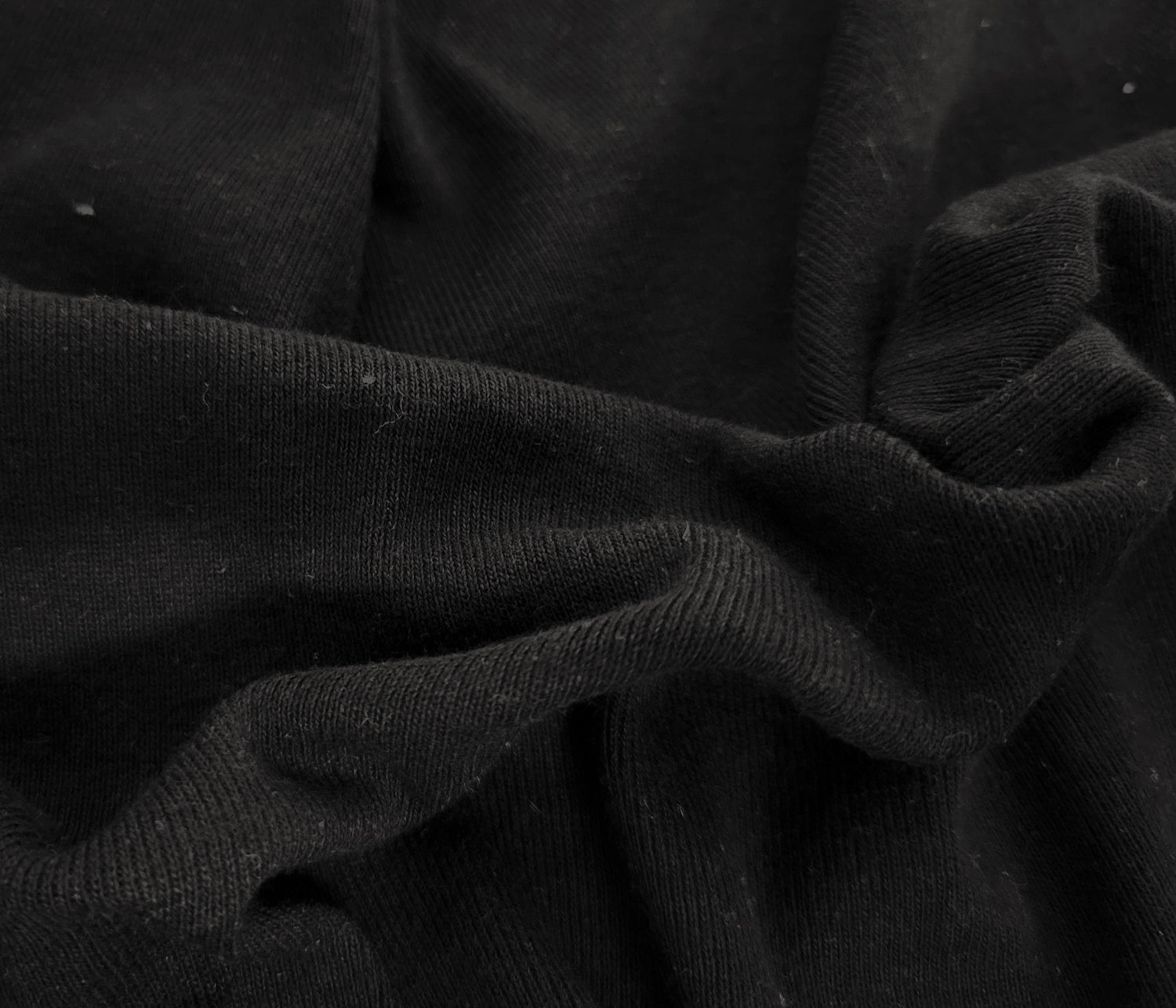 Black Cotton Rib Knit Fabric