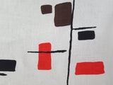 Printed Linen Abstract Black Brown Red