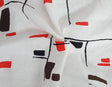 Printed Linen Abstract Black Brown Red
