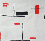 Printed Linen Abstract Black Brown Red