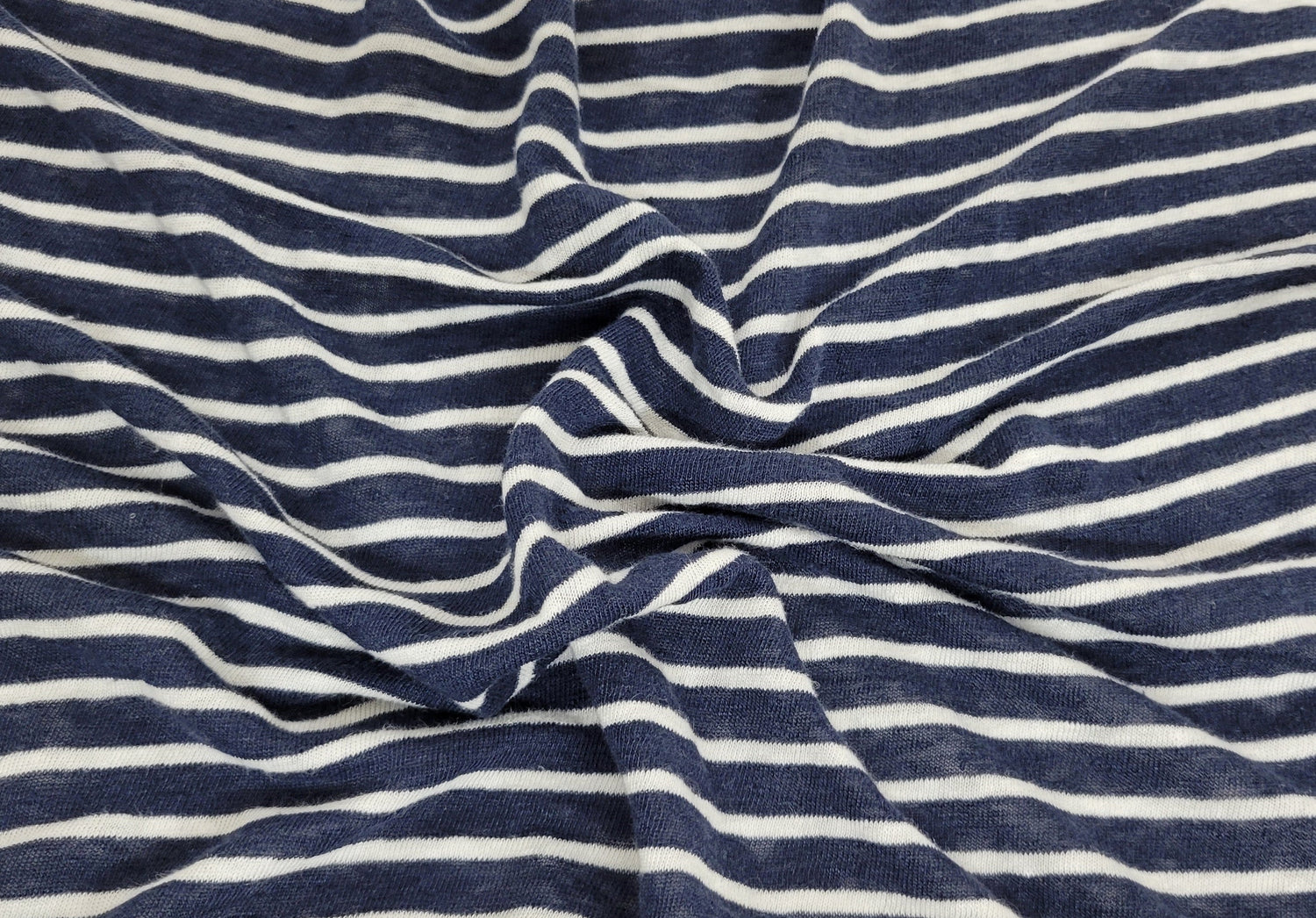 Linen Jersey Navy White Stripe