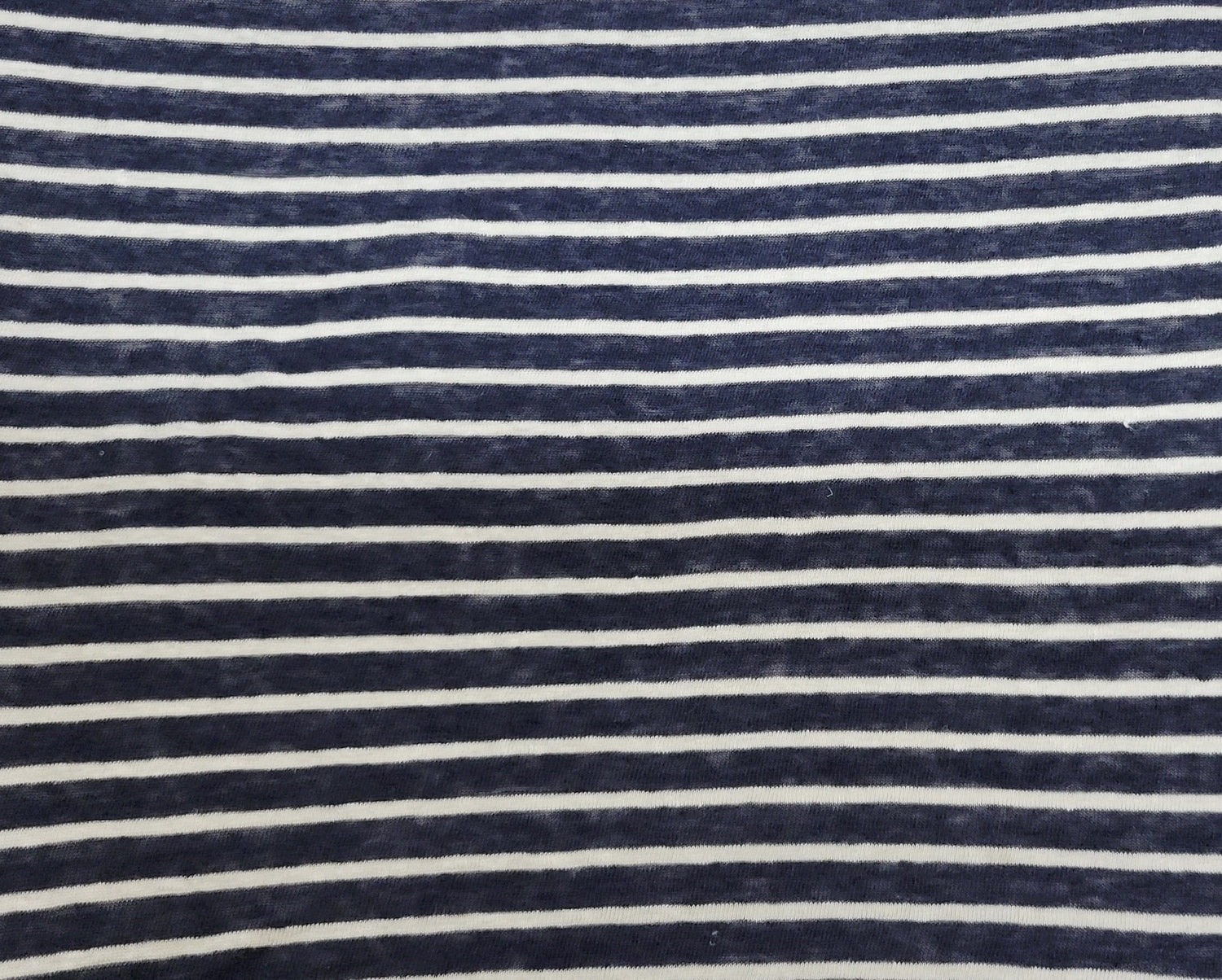 Linen Jersey Navy White Stripe