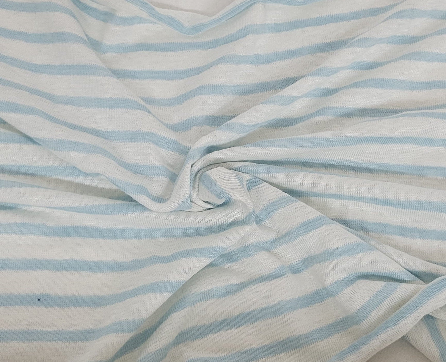 Linen Jersey White Light Blue Stripe