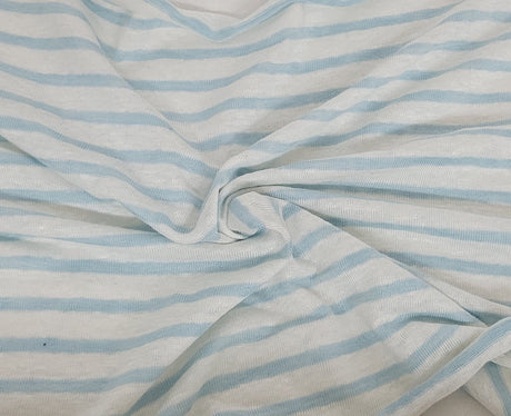 Linen Jersey White Light Blue Stripe