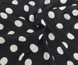 Rayon Challis White Polka Dot Black