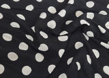 Rayon Challis White Polka Dot Black