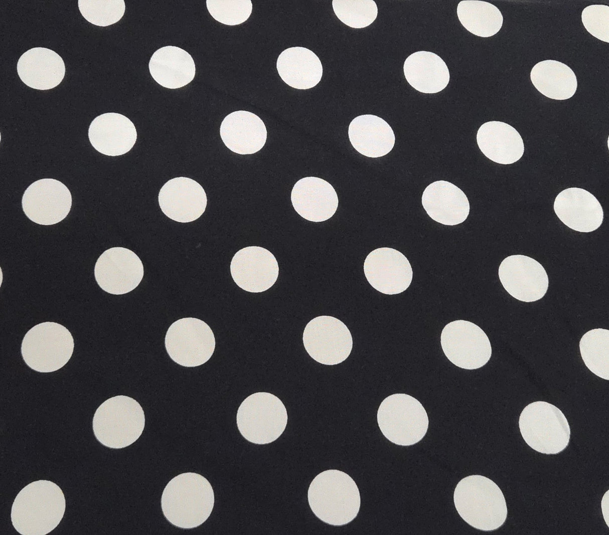 Rayon Challis White Polka Dot Black