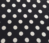Rayon Challis White Polka Dot Black