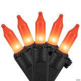 100ct Orange Mini Halloween Light Set 20ft Black Wire