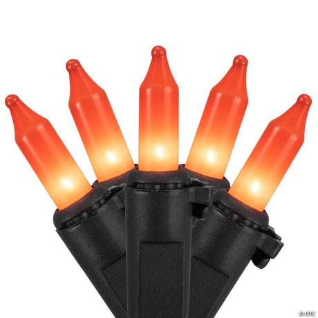100-Count Orange Mini Halloween Light Set on 20ft Black Wire