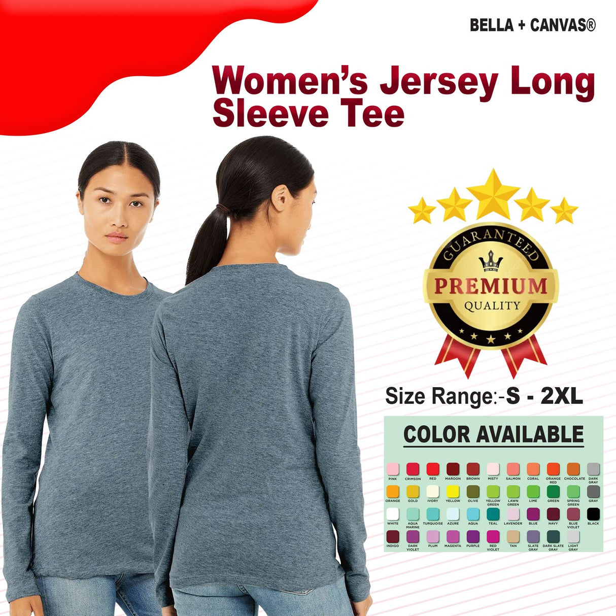 BELLA + CANVAS® Women’s Jersey Crewneck Long Sleeve Tee