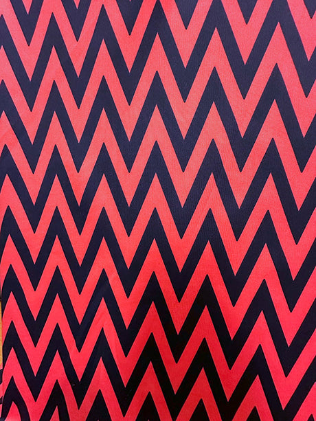 1 Yard Chevron Print Coral Navy Scuba Knit Fabric For Modern Apparel And Activewear 58 Inches Width