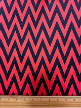1 Yard Chevron Print Coral Navy Scuba Knit Fabric For Modern Apparel And Activewear 58 Inches Width