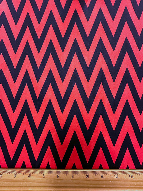 1 Yard Chevron Print Coral Navy Scuba Knit Fabric For Modern Apparel And Activewear 58 Inches Width