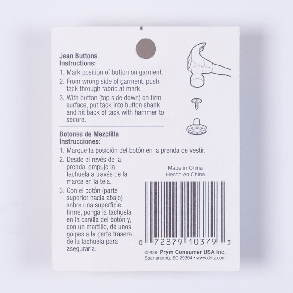 Dritz Silver Jean Buttons - 6 Ct